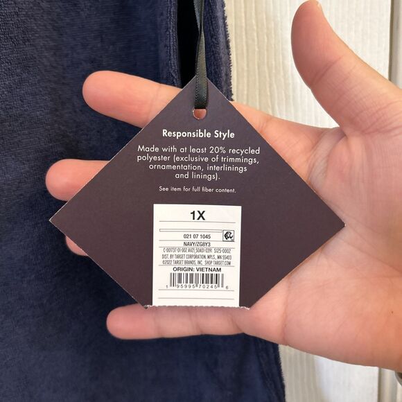 Ava & Viv Womens Plus 1X Navy Terrycloth Pull-On Shorts Stretch NWT Soft - Picture 6 of 16